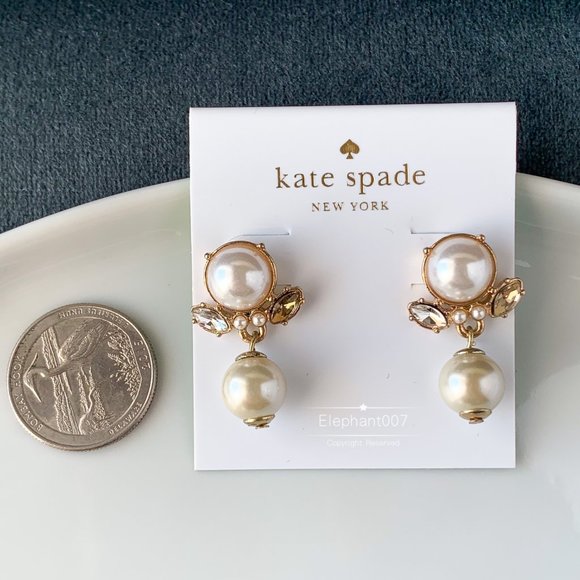 Kate Spade earrings gold pearl crystal earrings - Picture 3 of 4